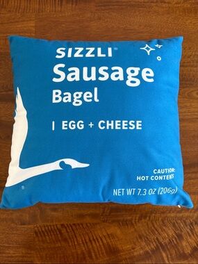 New Wawa Logo Sizzli Sausage Bagel Throw Pillow